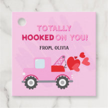 Roze Dump Truck Hearts Valentijnse Labels Gift