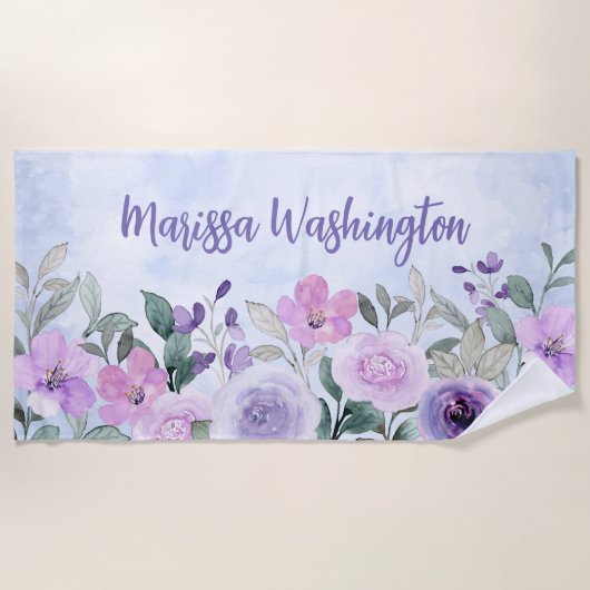 Roze, dunne, moderne cocktailwilde bloem elegant strandlaken (Voorkant)