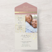 Roze Dusty Roos Boho Floral Wedding All In One Uitnodiging (Binnen)