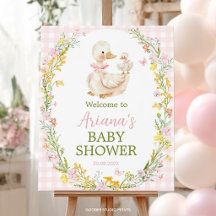 Roze Dwaas Gans Bloemrijke Baby Shower Welkomstbor