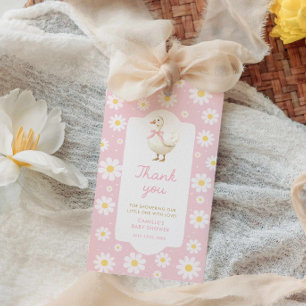 Roze Dwaze Gans Baby Shower Bedankkaartje Cadeaulabel