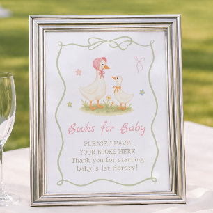 Roze Dwaze Gans Baby shower Boeken voor Baby Poster