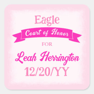 Roze Eagle Scout-feestgunststicker Vierkante Sticker