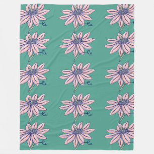 Roze Echinacea Teal Patroon Fleece Deken