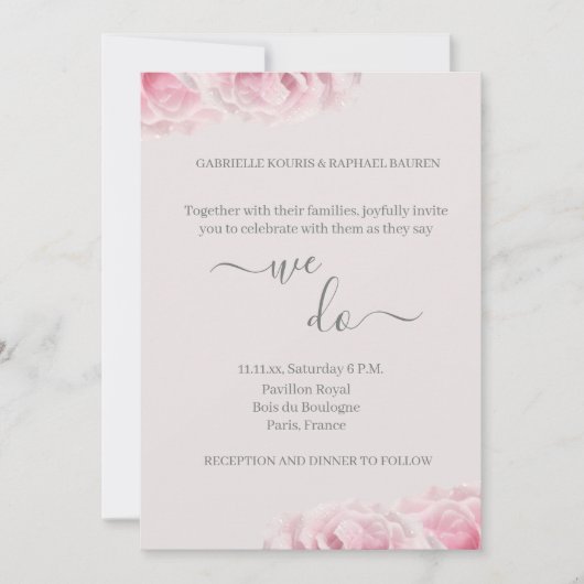 Roze Echte Rozen Bloedgrijs elegant dat we wedden Kaart (Voorkant)