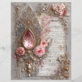 Roze Edelsteen Borduurwerk Junk Journal Scrapbook