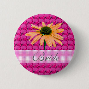 roze edelstenen en madeliefjes ronde button 5,7 cm