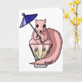 Roze eekhoorn kaart (Gele Bloem)