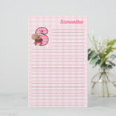 Roze eekhoorn Mongram Letter S met daarop de naam  Briefpapier (Staand voorkant)