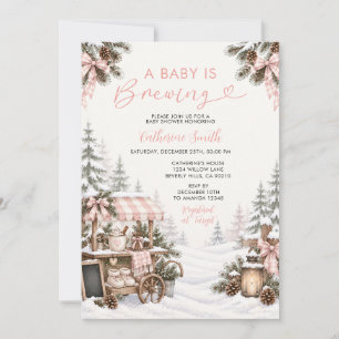Roze Een Baby Brouwt Winter Cocoa Baby Shower  Kaart