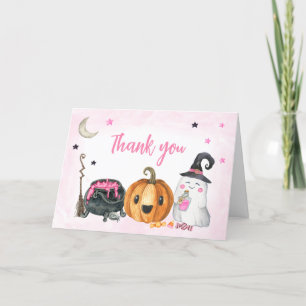 Roze een beetje boe Baby shower Bedankkaart