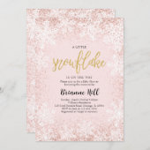 Roze een beetje sneeuwvlok Baby shower Kaart (Voorkant / Achterkant)