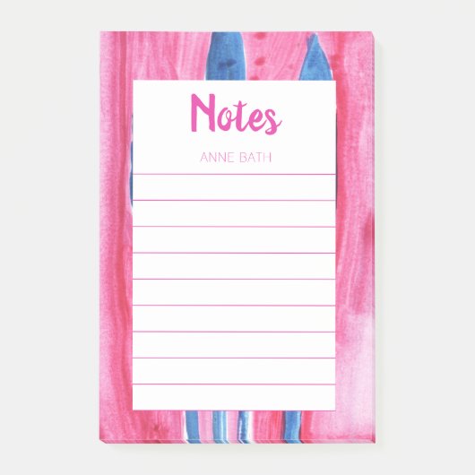 Roze een blauwe Waterverf Post-it Nota's Post-it® Notes (Voorkant)
