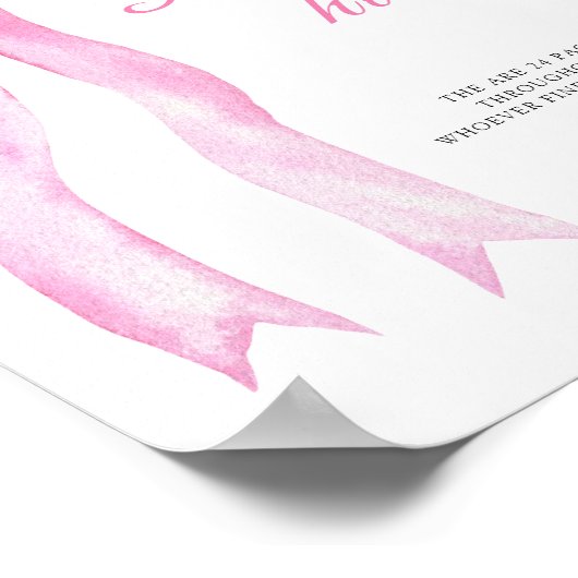 Roze een boog - fopspeen jacht baby shower spel poster (Hoek)