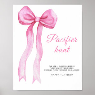 Roze een boog - fopspeen jacht baby shower spel poster