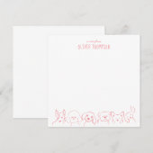 Roze Een Briefje Van Schattige Hond Dieren Schets  Notitiekaartje (Voorkant / Achterkant)