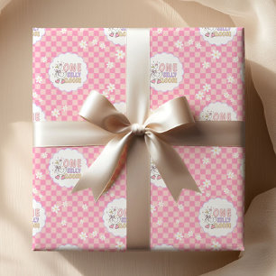 Roze Eén Domme Gans - Meisje Eerste Verjaardag  Cadeaupapier
