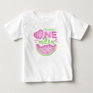 Roze Eén in een Meloen 1e Verjaardag Baby T-Shirt