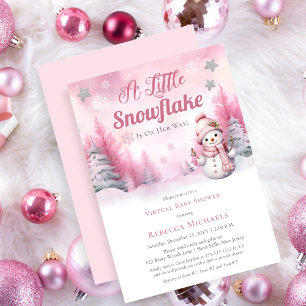 Roze Een Kleine Sneeuwvlok Meisje Virtual Baby sho Kaart