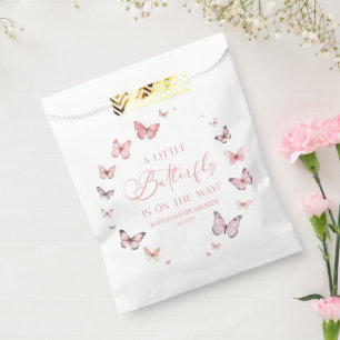 Roze Een kleine vlinder is op weg naar Baby shower Bedankzakje