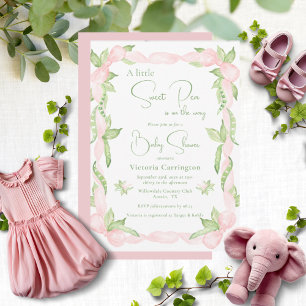 Roze Een Little Sweet Pea Girl Baby shower Kaart