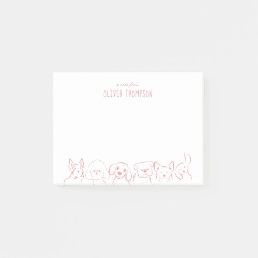 Roze een notitie van Schattigee Dog Animal Sketch  Post-it® Notes (Voorkant)