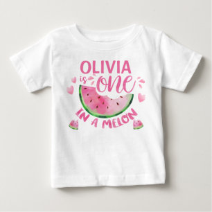 Roze een op een meloen 1 op de geboorte Baby T Shi