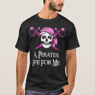 Roze een Piratenleven voor mij schedel en kruisbee T-shirt