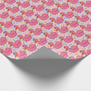 Roze Eend Verpakkend Document Cadeaupapier