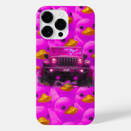 Roze Eenden met een roze 4x4 Truck iPhone Case 14 Pro Max Hoesje