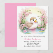 Roze eendje meisje Baby shower Kaart (Voorkant / Achterkant)