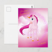 Roze Eenhoorn Briefkaart (Voorkant / Achterkant)