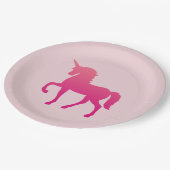Roze eenhoorn Custom Paper Borden 9 in Papieren Bordje (Gekanteld)