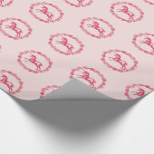 Roze eenhoorn en bloemen cadeaupapier (Hoek)