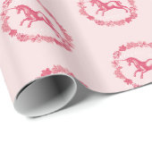 Roze eenhoorn en bloemen cadeaupapier (Rol Hoek)