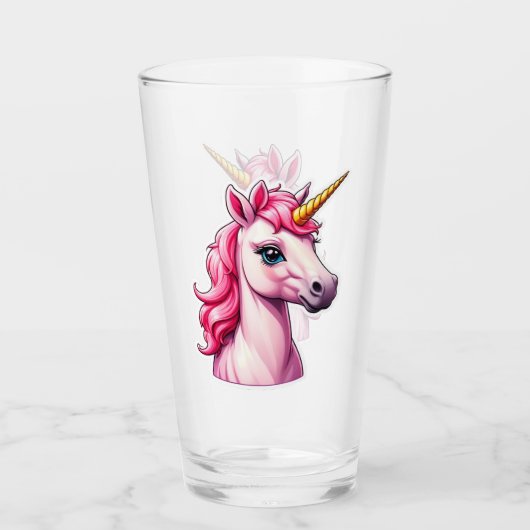 Roze Eenhoorn Fantasy Glass Cup Glas (Voorkant)