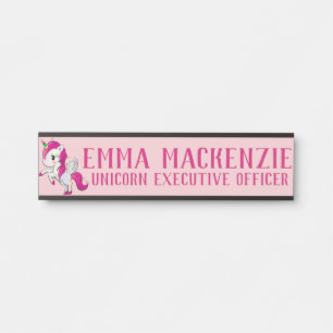 Roze Eenhoorn Hangend Deur Bord Naambord Deurbordje