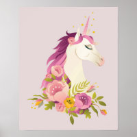 Roze Eenhoorn Kinderkamer Kunst