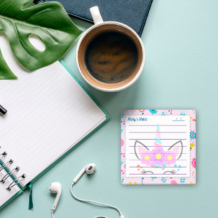 Roze eenhoorn leuke achtergrond 4" x 6" Post-it® Notes