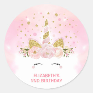 Roze Eenhoorn Magische Wolken Galaxy Party Ronde Sticker