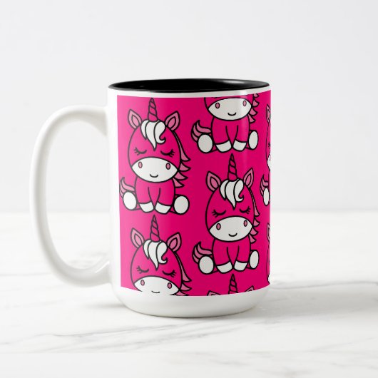 Roze Eenhoorn Pony Tweekleurige Koffiemok (Links)