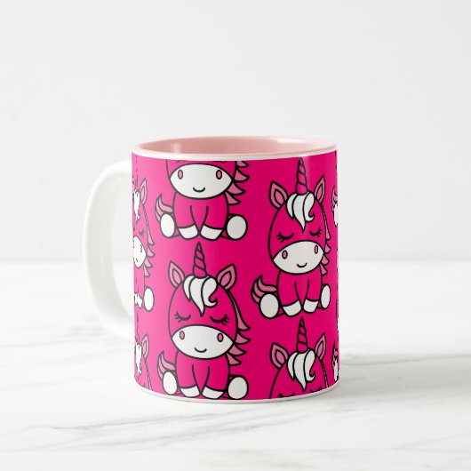 Roze Eenhoorn Pony Tweekleurige Koffiemok (Voorkant links)