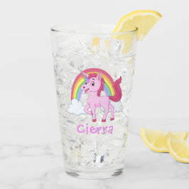 Roze Eenhoorn Rainbow Gepersonaliseerde naam Glas