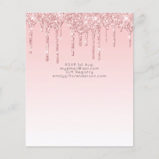 Roze Eenhoorn Roze Goud Druppelende Glitters Baby (Achterkant)