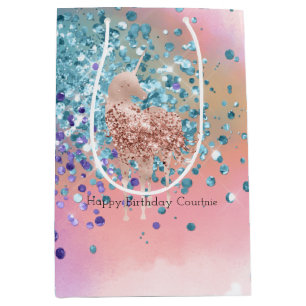 Roze Eenhoorn Sparkle Paarse Aqua Glitter Confetti Medium Cadeauzakje