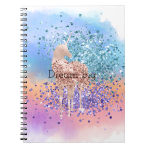 Roze Eenhoorn Sparkle Paarse Aqua Glitter Confetti Notitieboek