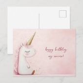 Roze Eenhoorn Verjaardag Briefkaart (Voorkant / Achterkant)