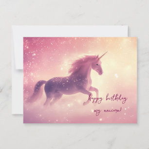 Roze Eenhoorn Verjaardag Briefkaart
