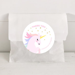 Roze Eenhoorn Verjaardag Dank u Stickers