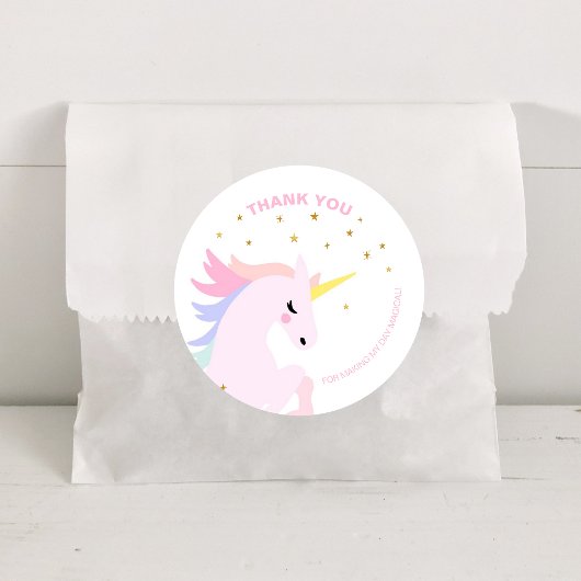 Roze Eenhoorn Verjaardag Dank u Stickers